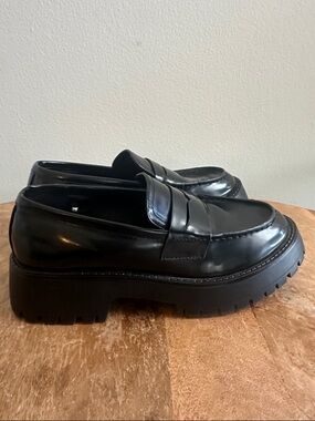 Madden Girl Black Leather Penny Loafers - Classic Slip-On Design